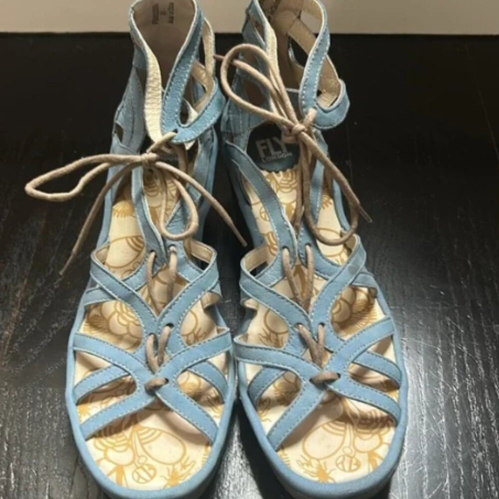 Fly London Blue Platform Lace Sandals - size EUR 41 (US 10.5) - NEW!!!!